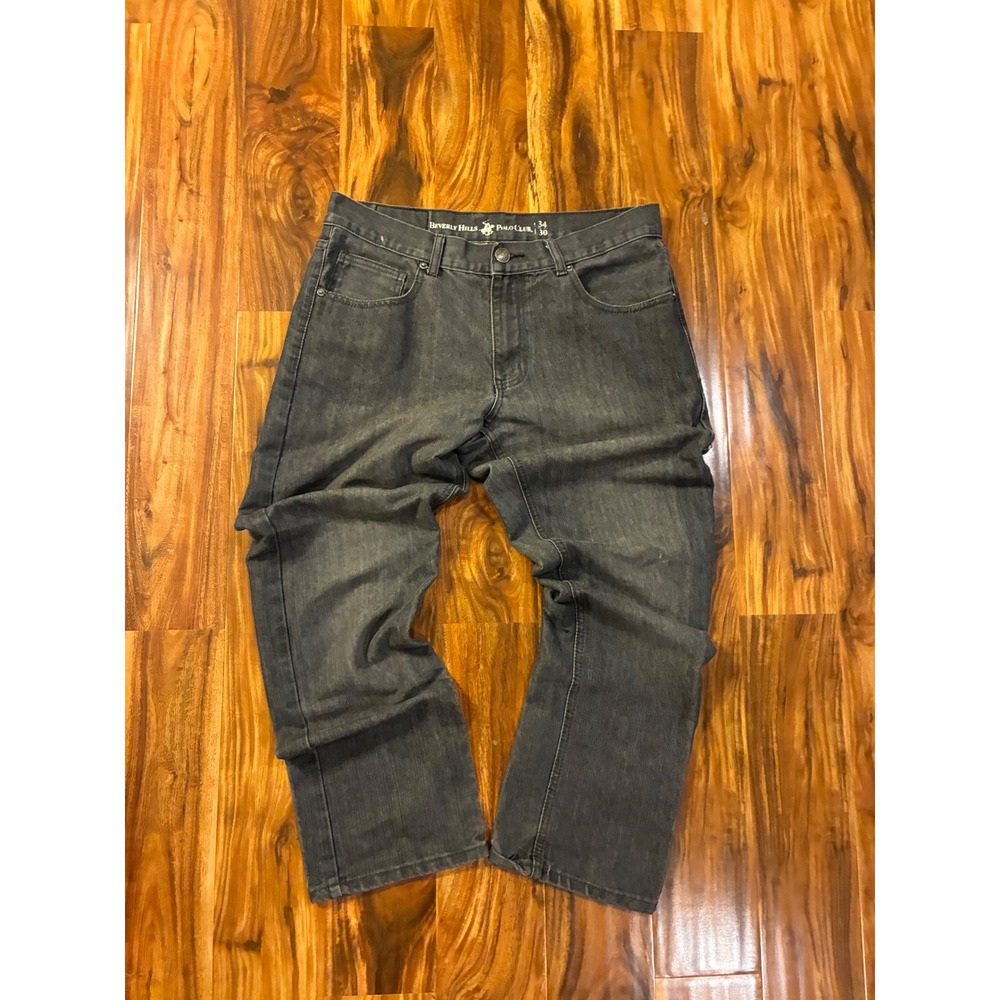 Beverly Hills Polo Club Mens Faded Black Straight Leg Denim Jeans 34x30